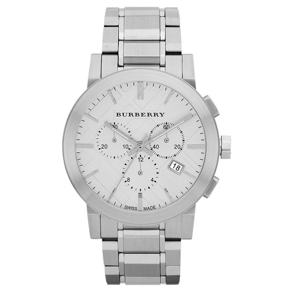 Herren Chronograph Uhr Edelstahl Silberfarben