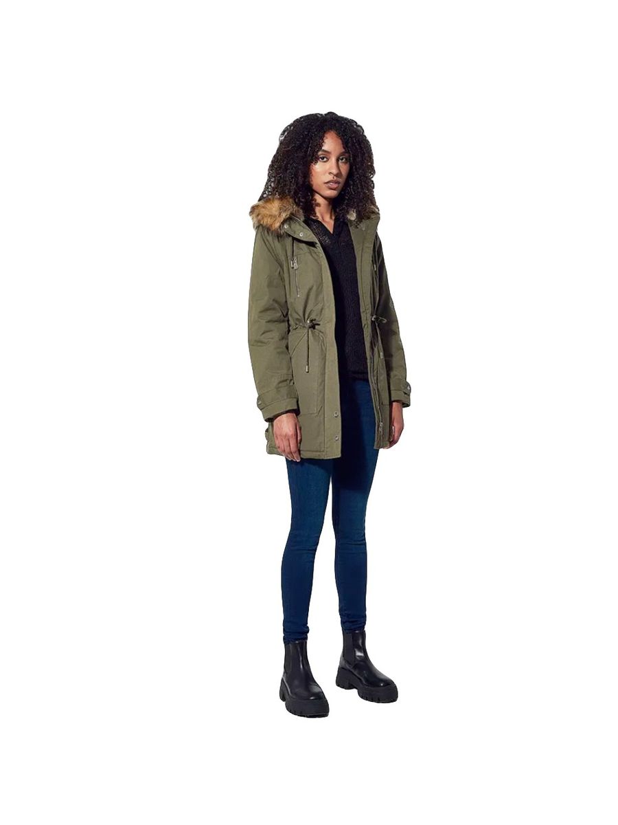 Damen Parka mit Kapuze und Kunstfell