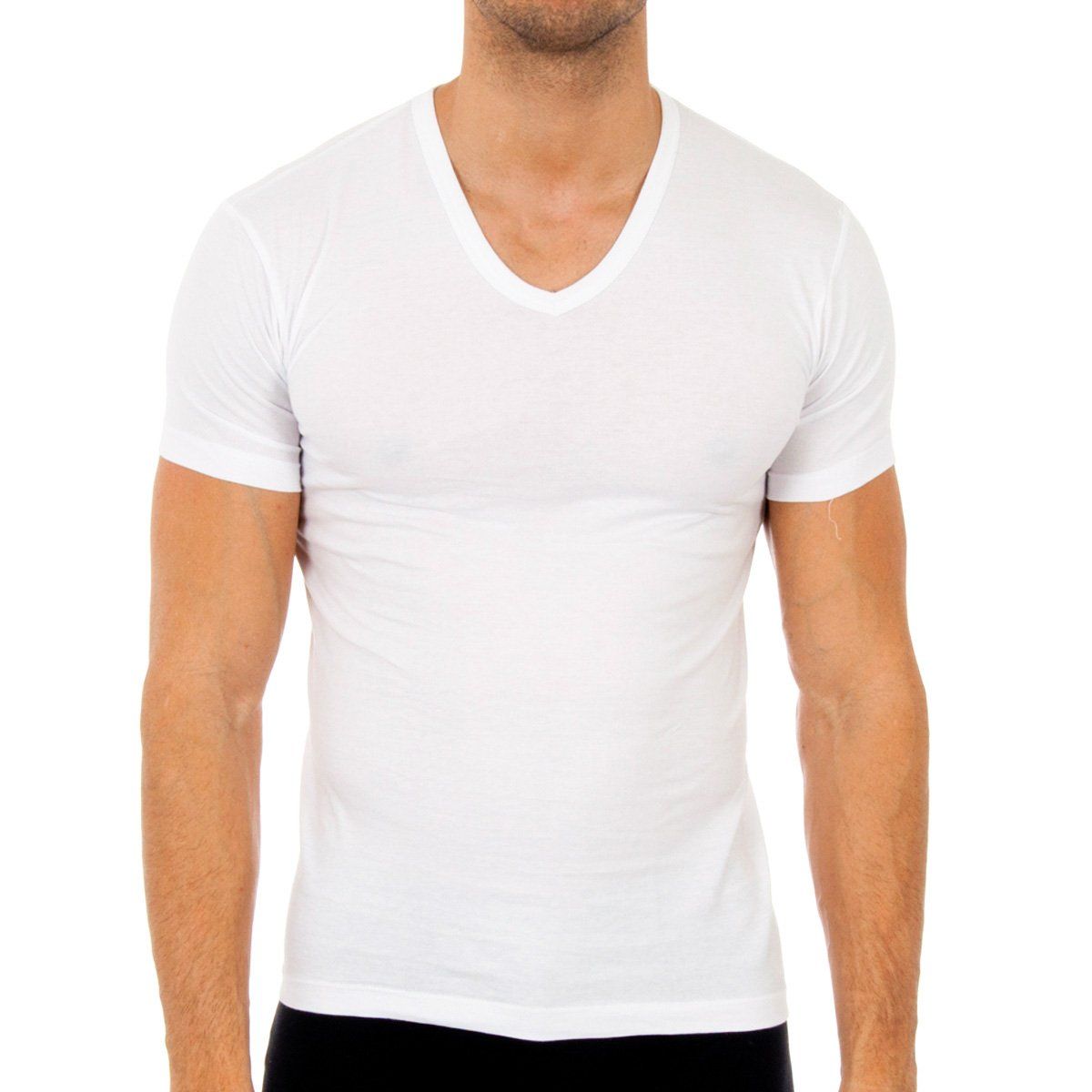 Herren V-Ausschnitt T-Shirt, körpernah