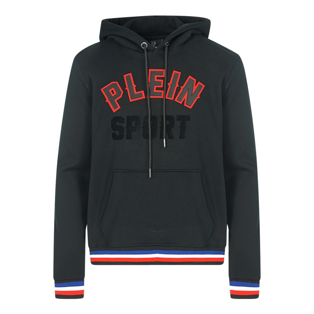 Schwarzer Logo-Hoodie mit Sport-Detail