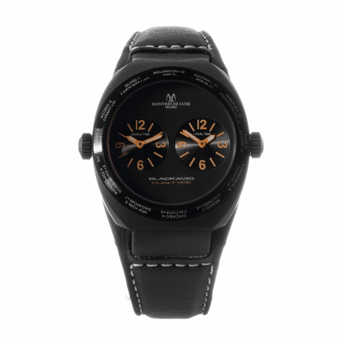 Schwarze Dual Time Zonen World Uhr