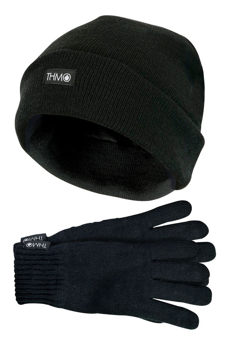 Klassisches Strickmütze und Handschuh Set