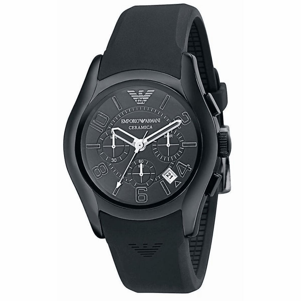 Schwarze Keramik Chronograph Armbanduhr
