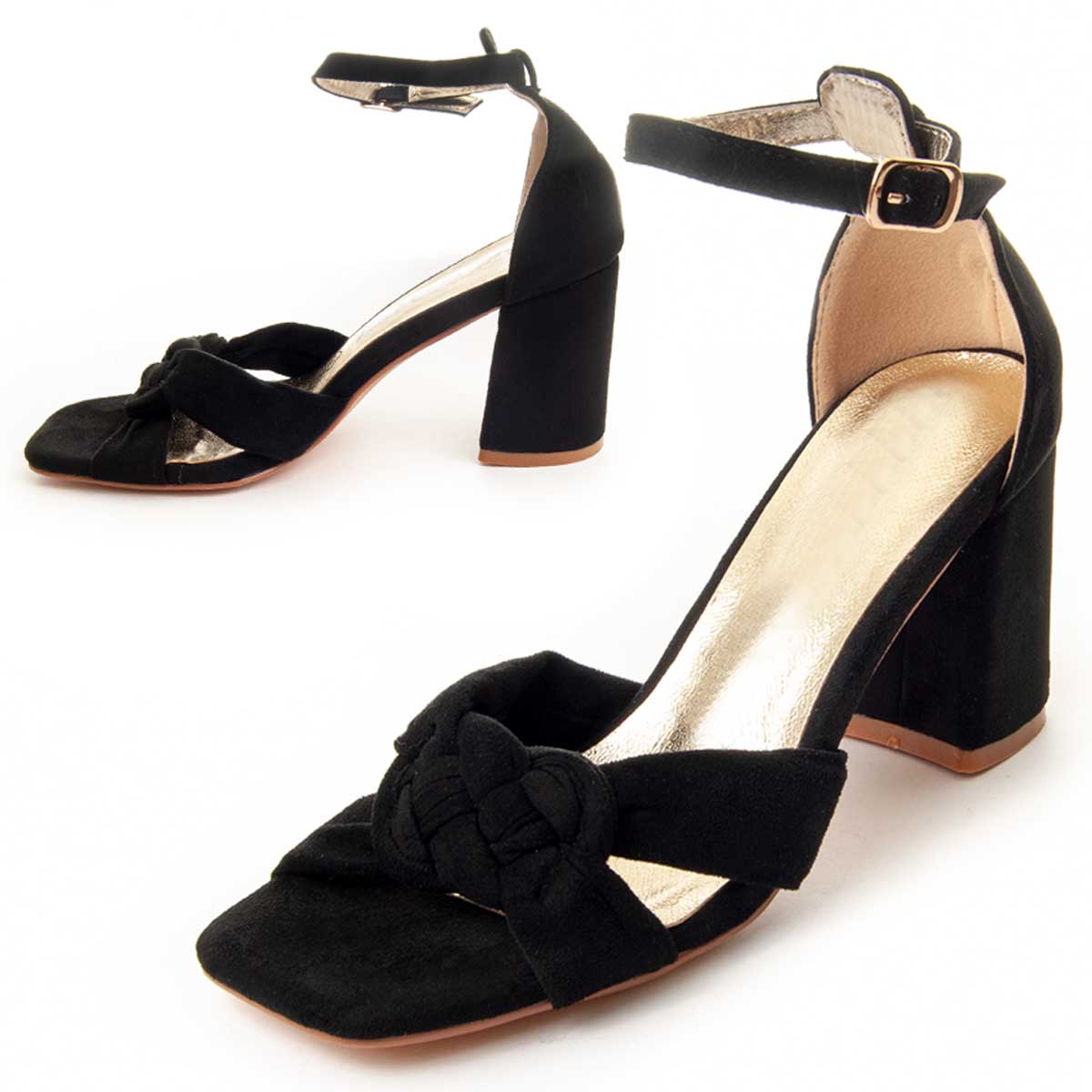 Schwarze Riemchensandalen mit Blockabsatz