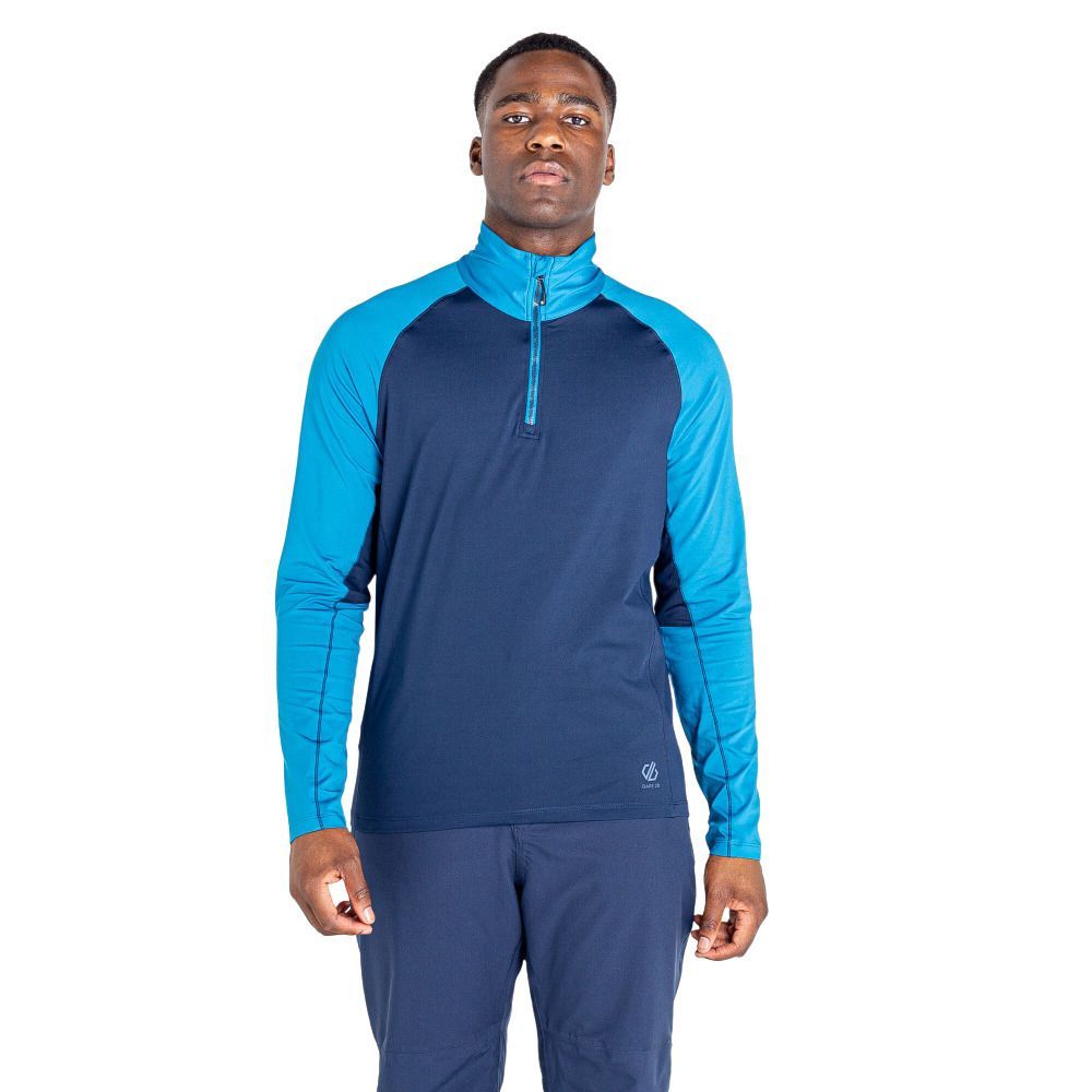 Dare 2B Mens Fuser Core Stretch Half Zip Thermal Top (Nightfall Navy/Dark Methyl Blue)