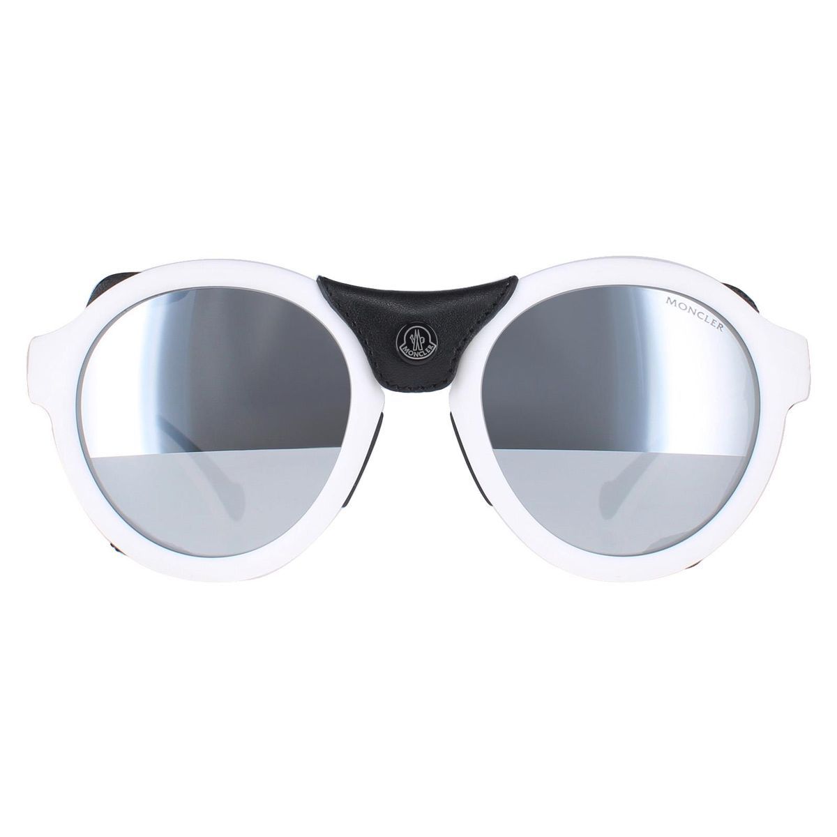 Runde Unisex-Sonnenbrille mit Lederdetails