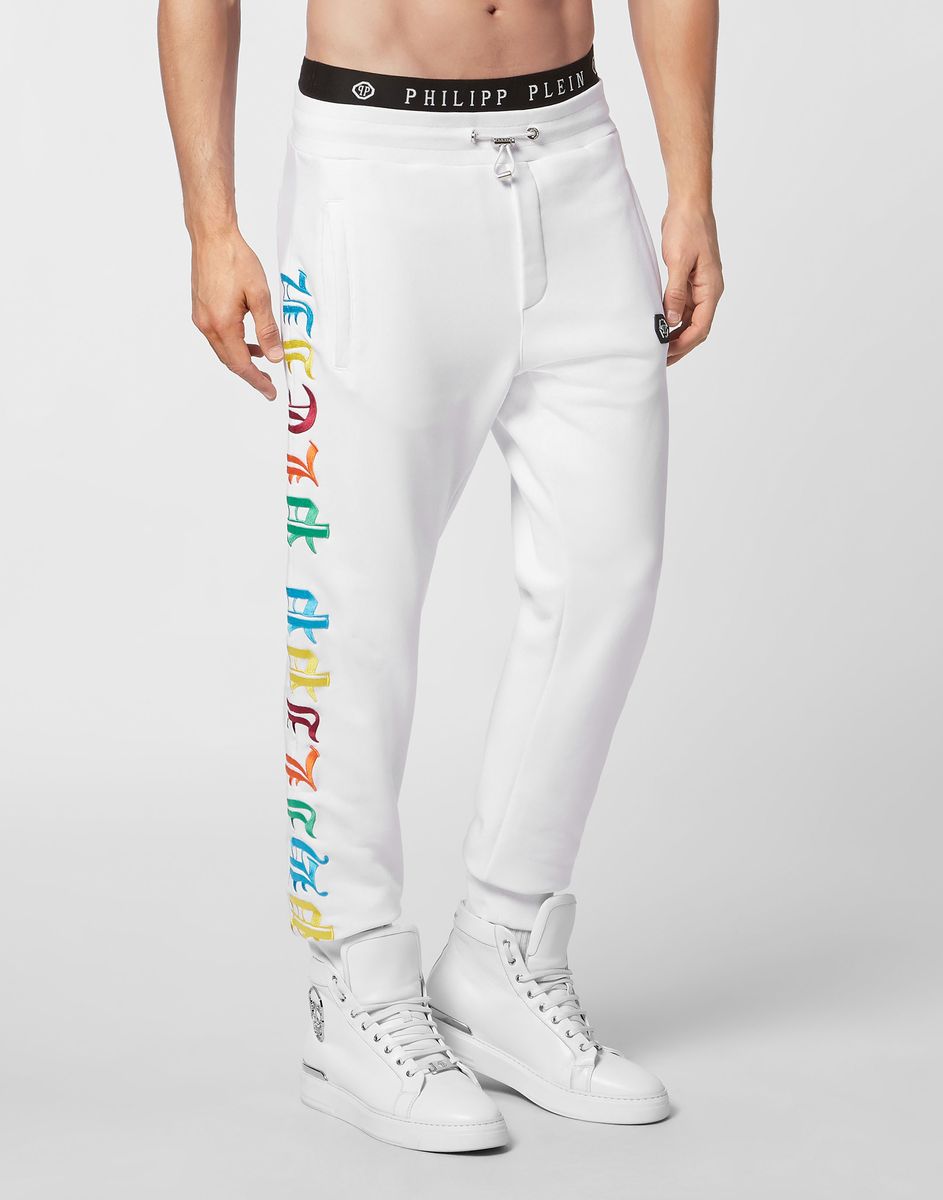 Weiße Gothic Logo Jogginghose