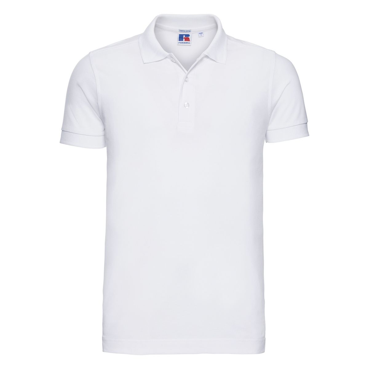 Russell Herren Stretch Kurzarm-Poloshirt (Weiß)
