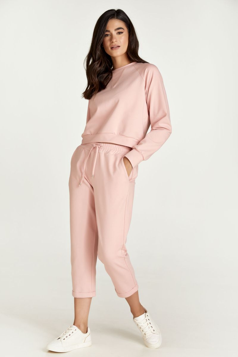 Cropped Jogginghose mit Kordelzug in Rosa