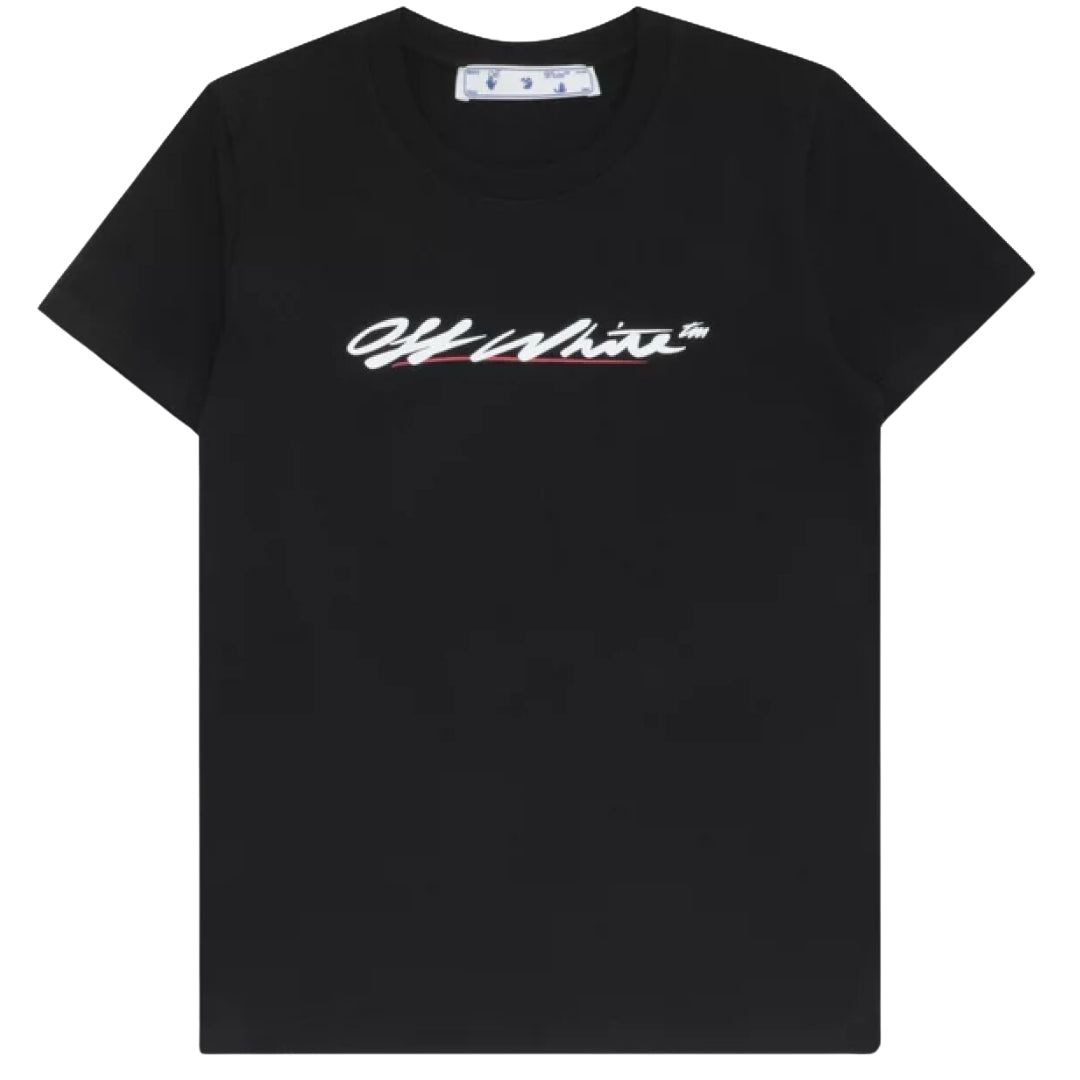 Modernes Script Logo Schwarzes T-Shirt