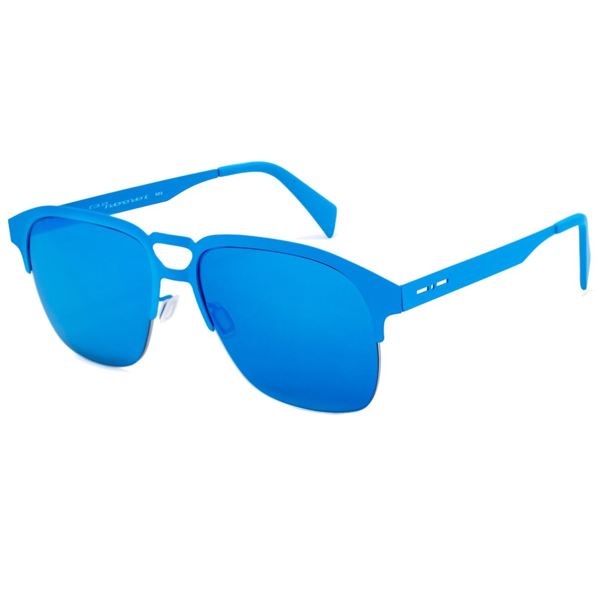 Blaue Sonnenbrille mit Metallrahmen