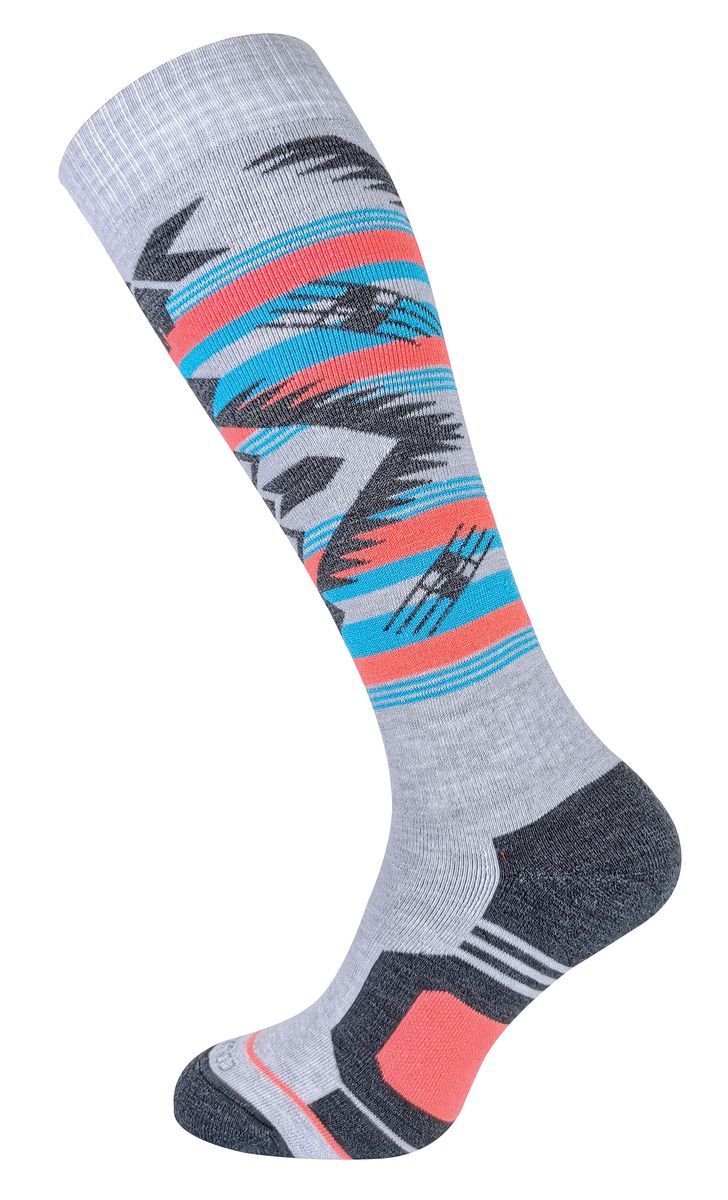 COMODO - Chaussettes Hautes de Snowboard Ski pour Hommes, Femmes - Gris Clair