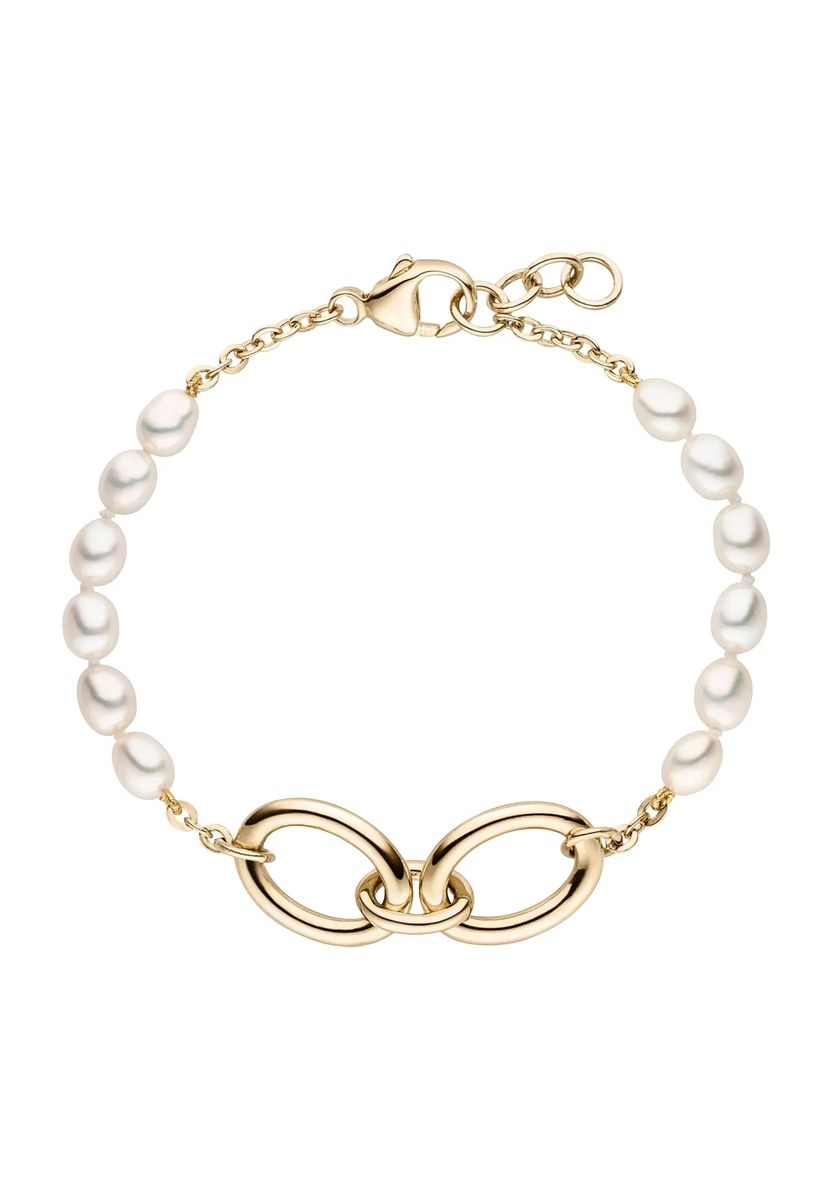 VANDENBERG Damen Armband, 925er Silber mit Süßwasser-Zuchtperlen, gold/weiß