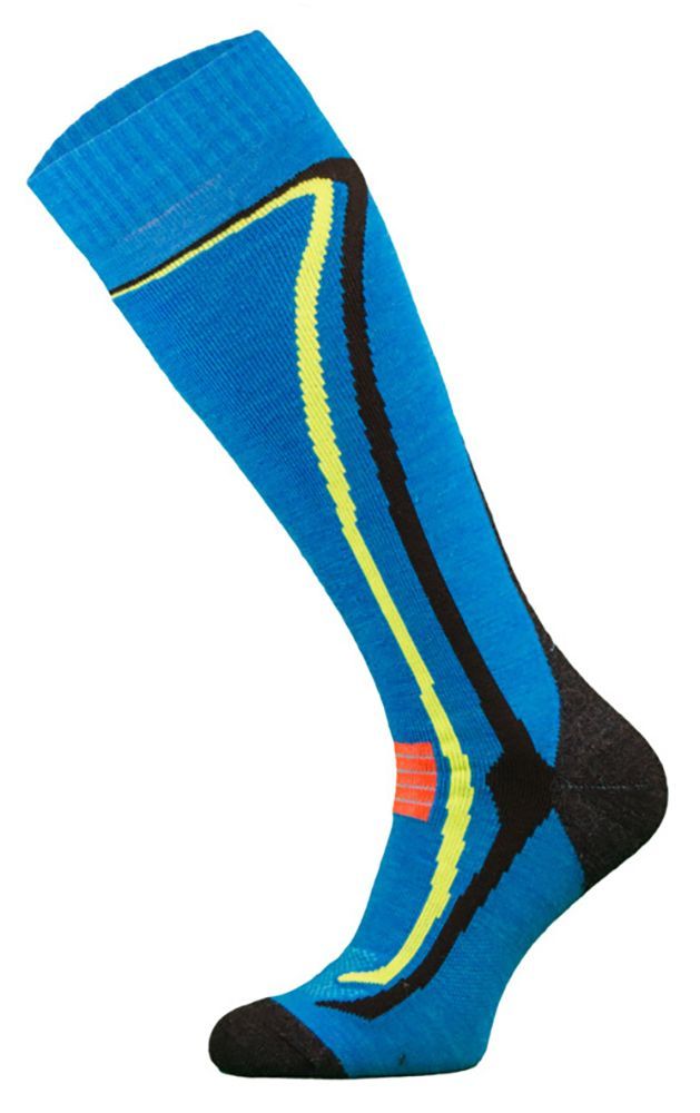 COMODO - Unisex Chaussettes Ski avec Laine Merinos Hautes Longues Genou - Bleu