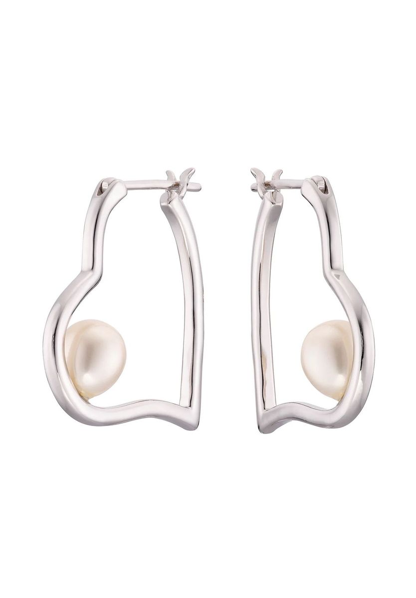 Herz Creolen mit Perle Sterlingsilber