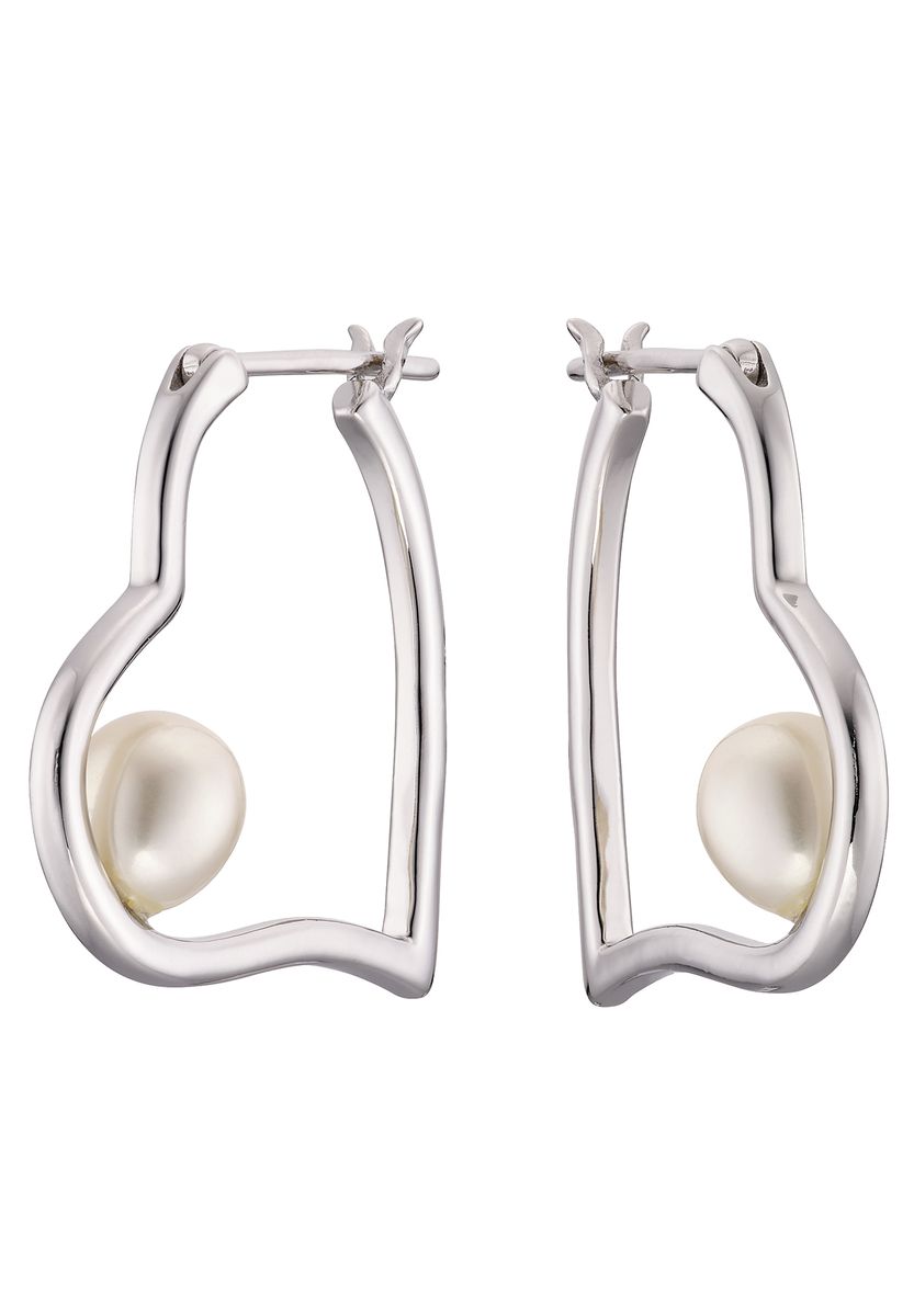 Herz Creolen mit Perle Sterlingsilber