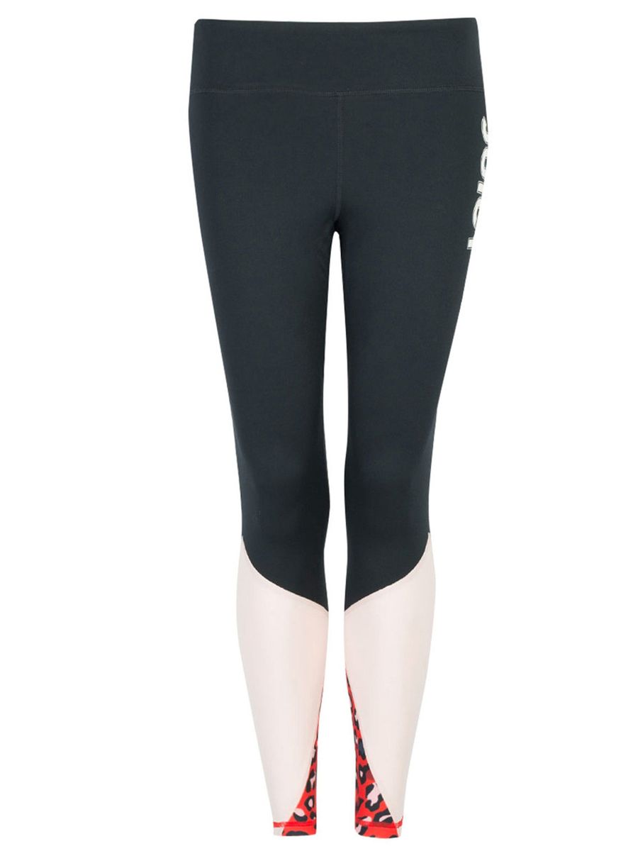 Cropped Trainingsleggings mit Print-Detail