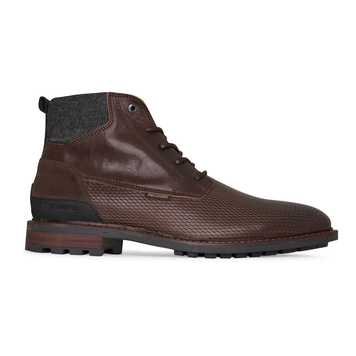 Leder-Stiefelette mit Textileinsatz