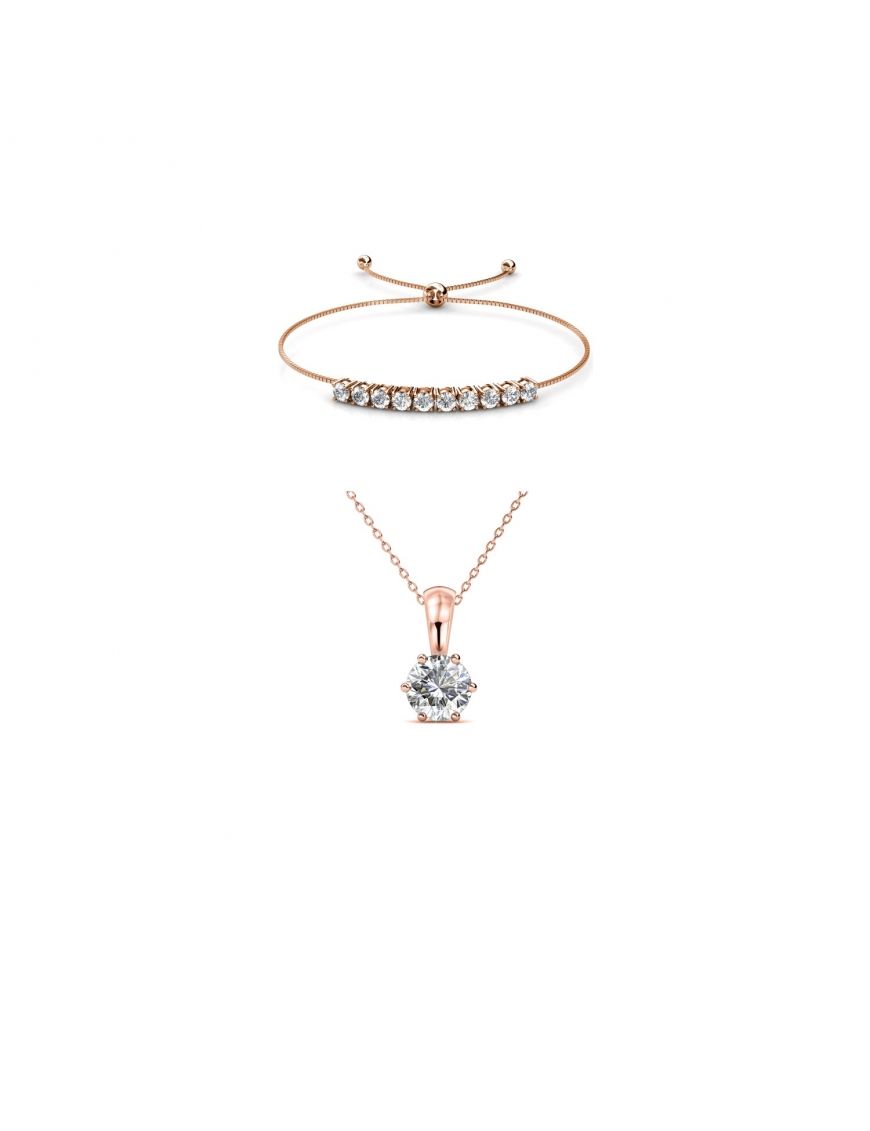 Elegantes Solitär-Kristall Schmuck-Set