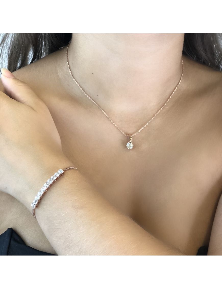 Elegantes Solitär-Kristall Schmuck-Set