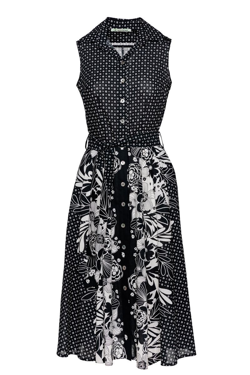 Bedrucktes Ärmelloses Midi-Hemdkleid