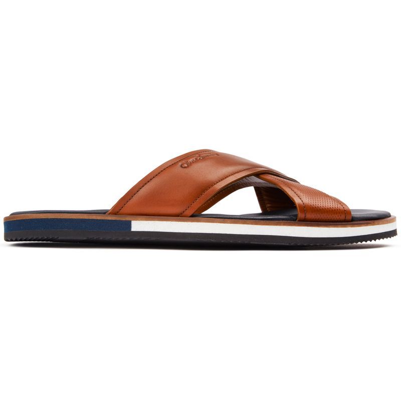 Schwarze Leder-Sandalen mit gekreuzten Riemen für Herren