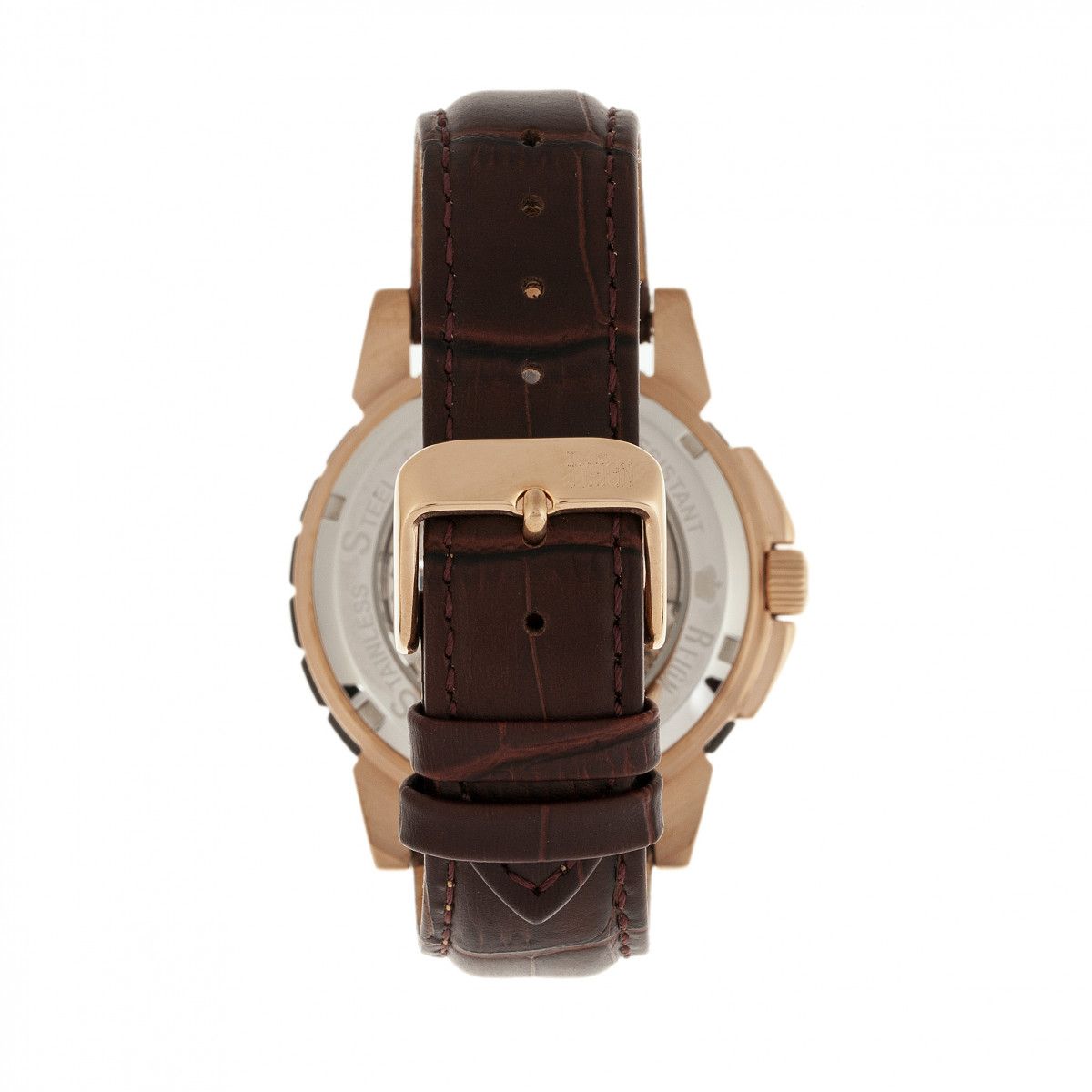 Skelett-Automatik-Uhr mit Lederarmband