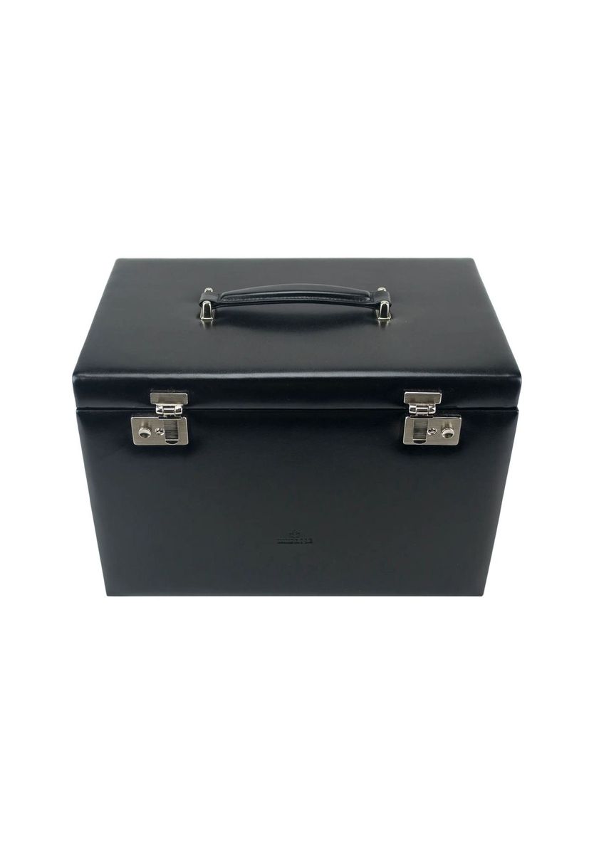 Schwarzer Schmuckkasten aus Kunstleder