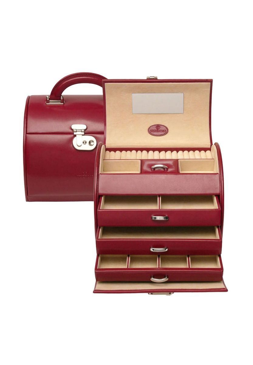 Roter Schmuckkasten Organizer aus Leder