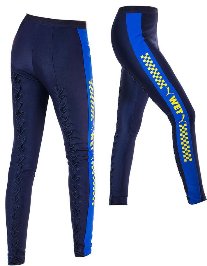 Blaue Damen Leggings mit Seitenstreifen
