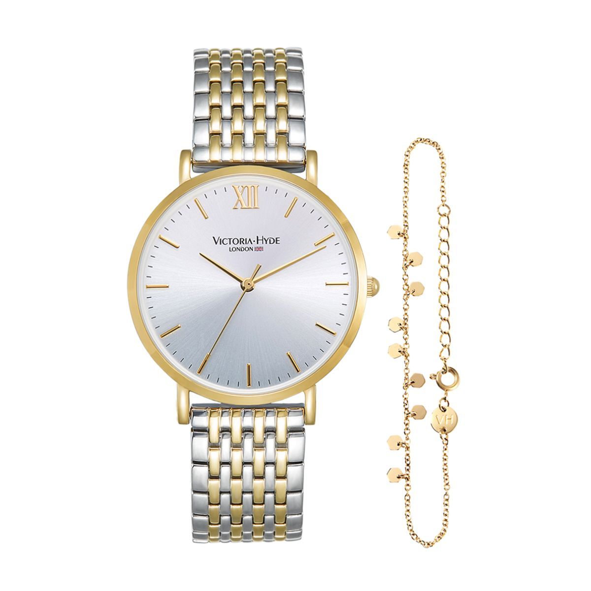 Klassisches Bicolor Uhren-Armband-Set