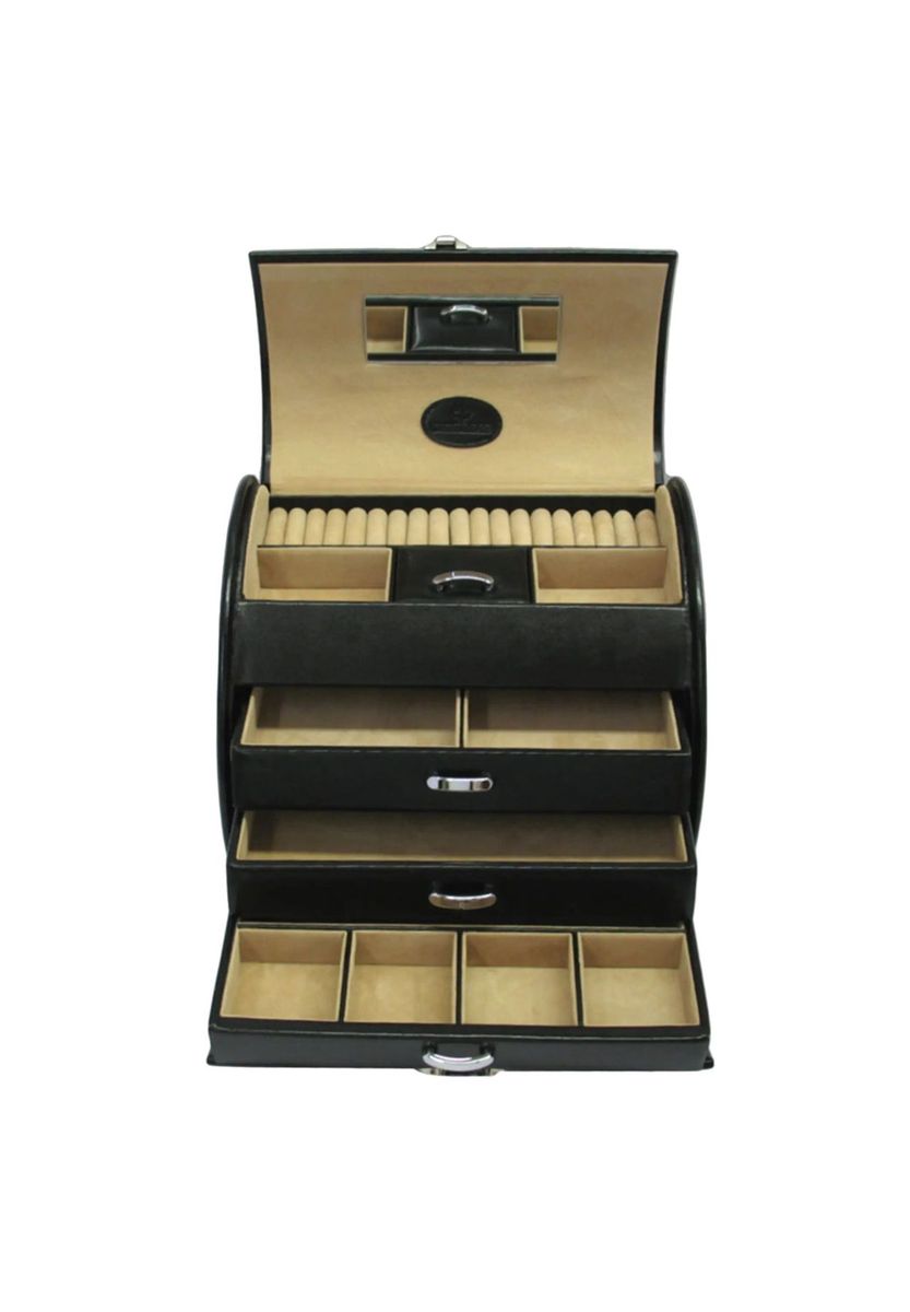 Klassischer Schmuckkoffer aus schwarzem Leder