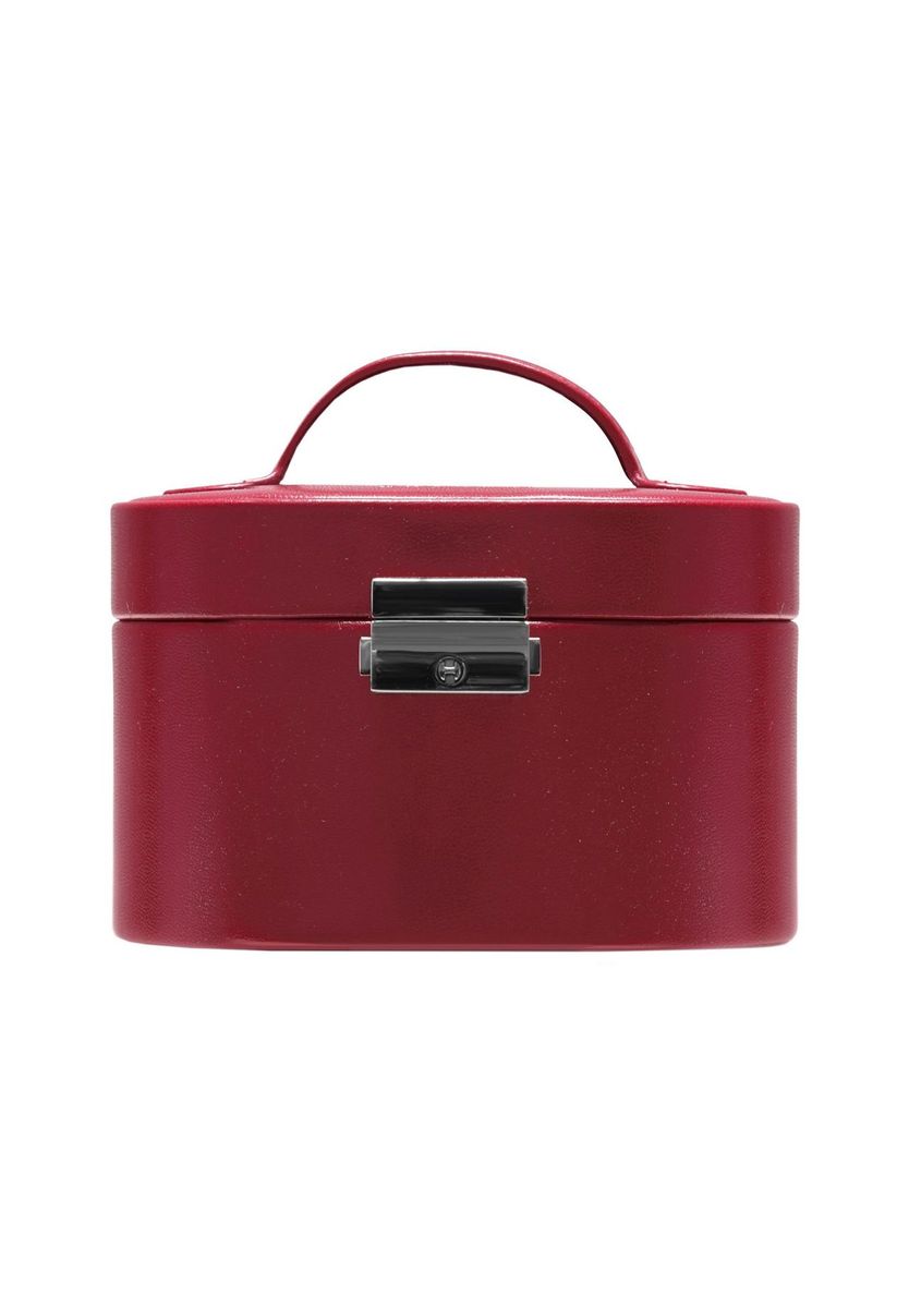 Rote Schmuckaufbewahrungsbox aus Kunstleder