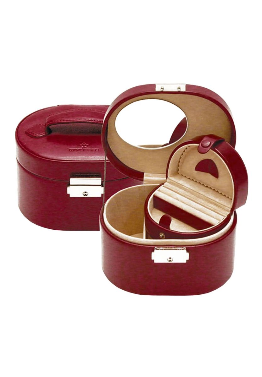 Rote Schmuckaufbewahrungsbox aus Kunstleder