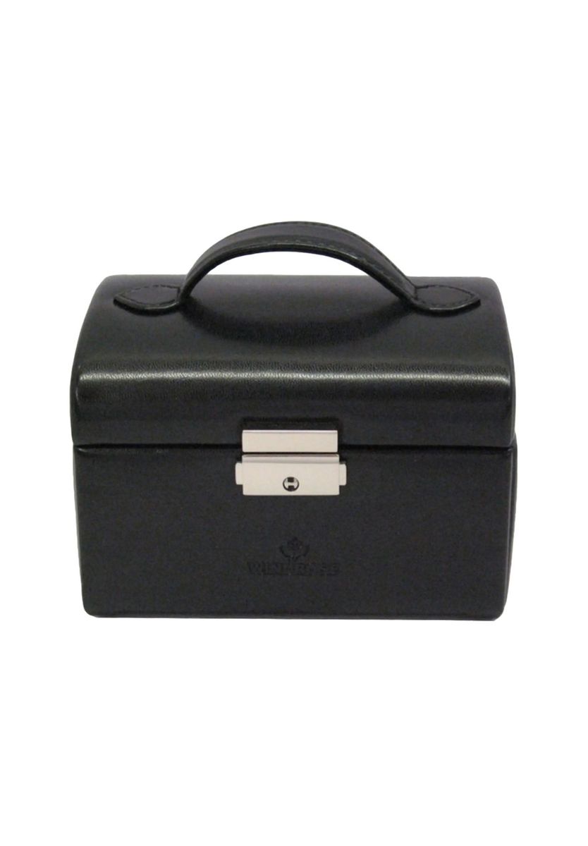 Klassischer Schmuckkasten aus schwarzem Leder