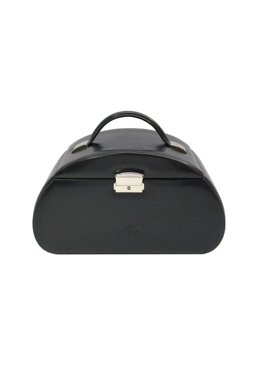 Klassischer Schmuckkasten aus schwarzem Leder