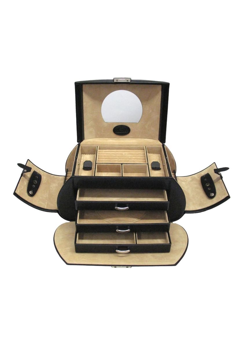 Klassischer Schmuckkasten aus schwarzem Leder