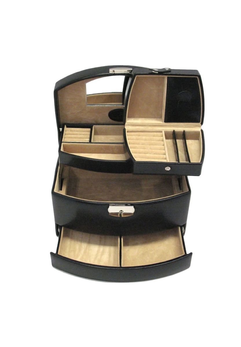 Schwarzer Schmuckkoffer aus Leder