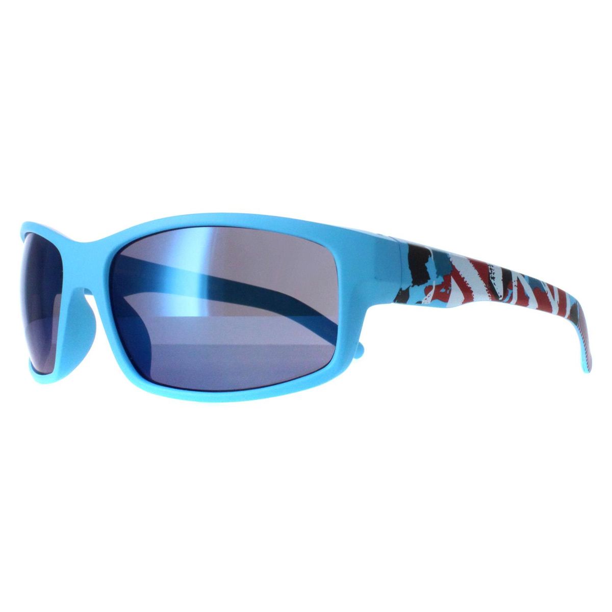 Sportliche Wrap-Sonnenbrille mit gemusterten Bügeln