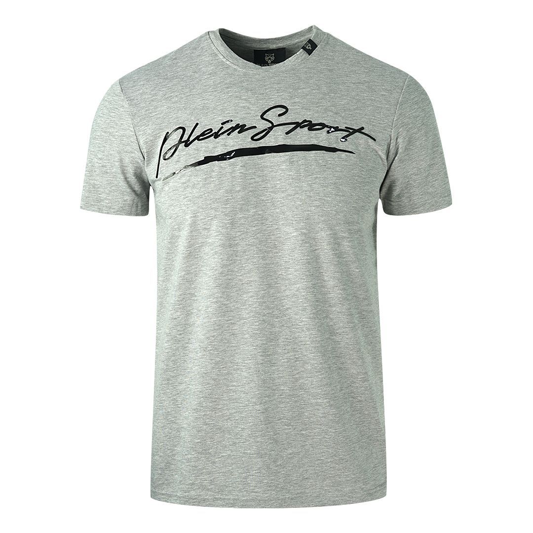 Graues T-Shirt mit Logo-Print aus Baumwolle