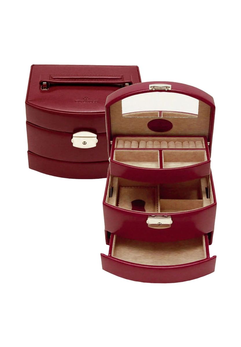 Burgunderfarbene Schmuckschatulle aus Kunstleder
