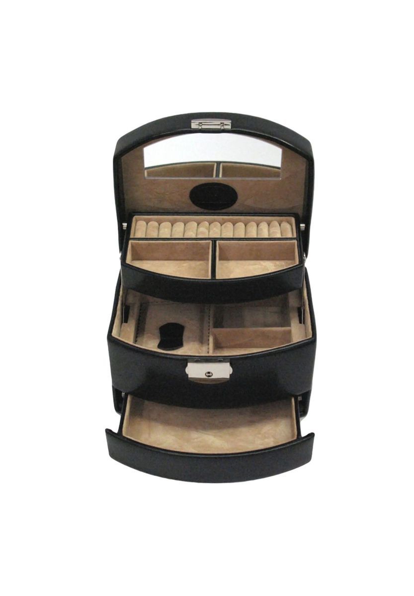 Schwarze, mehrschichtige Schmuckaufbewahrungsbox