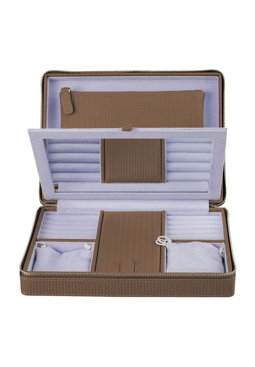 Braune Schmuck-Reisebox mit Textur