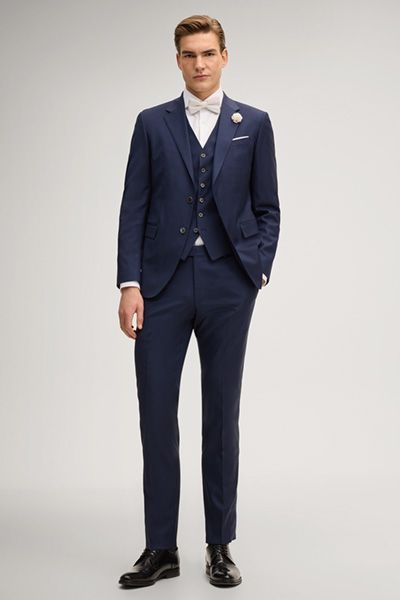 Business Anzug Weste Weazer in Marineblau Wollmischung