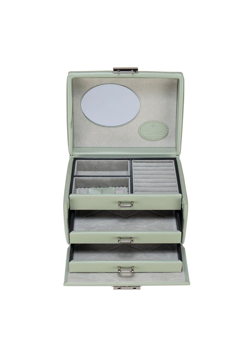 Tragbare grüne Schmuckaufbewahrungsbox