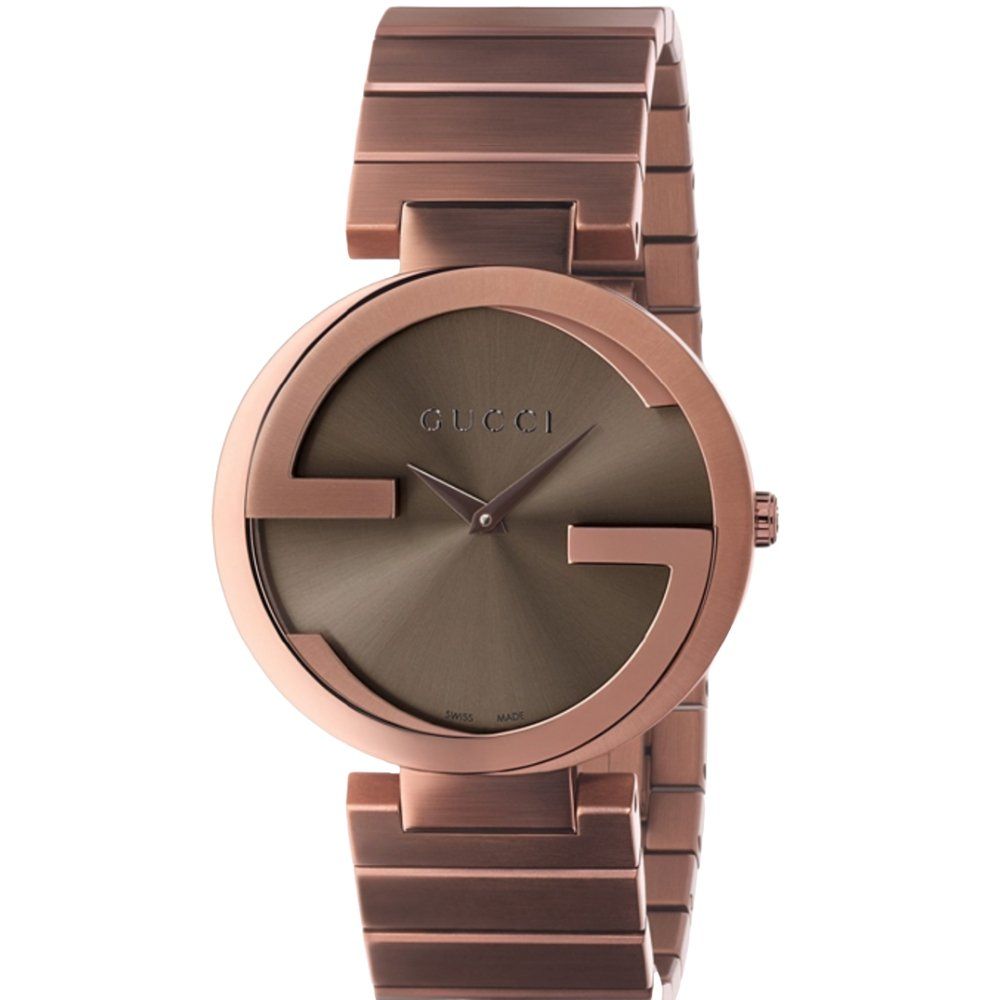 Unisex Interlocking G Braunes Zifferblatt Uhr