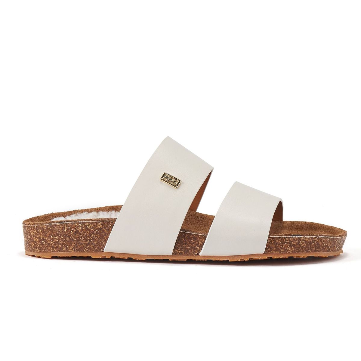 Cremefarbene Leder-Sandalen