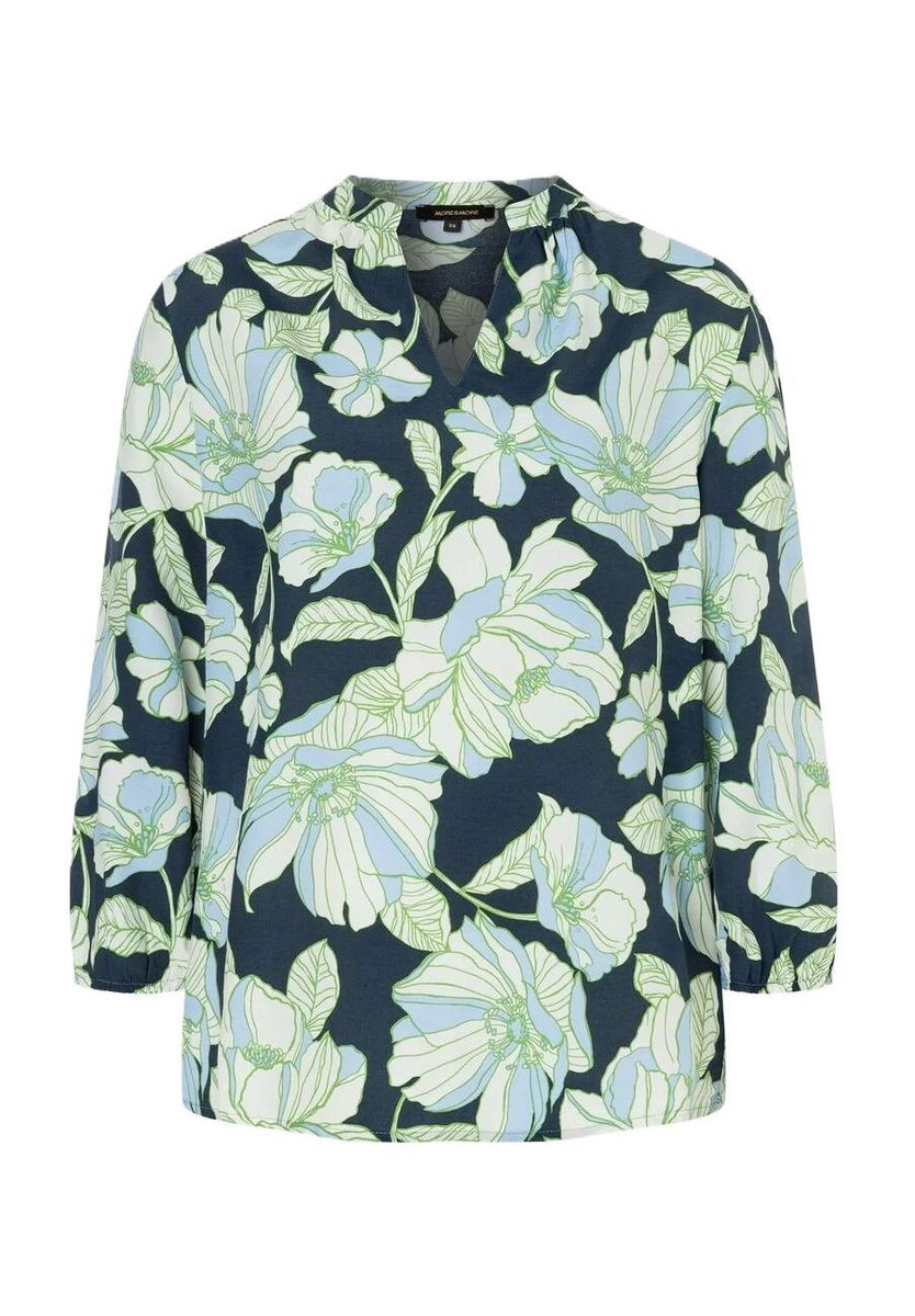 Geblümte Bluse mit Schlitzkragen