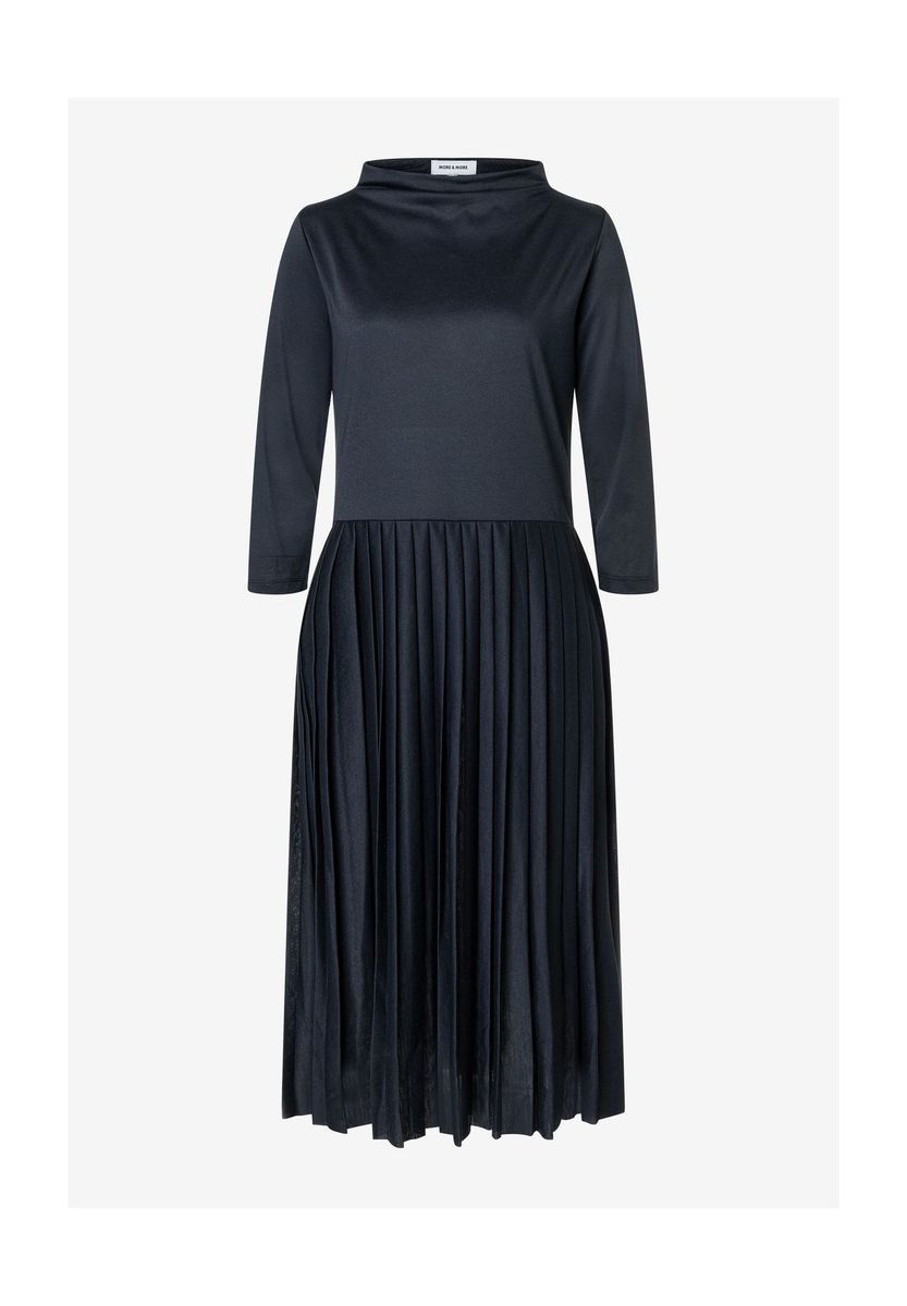 Elegantes Plissee-Midikleid mit Stehkragen