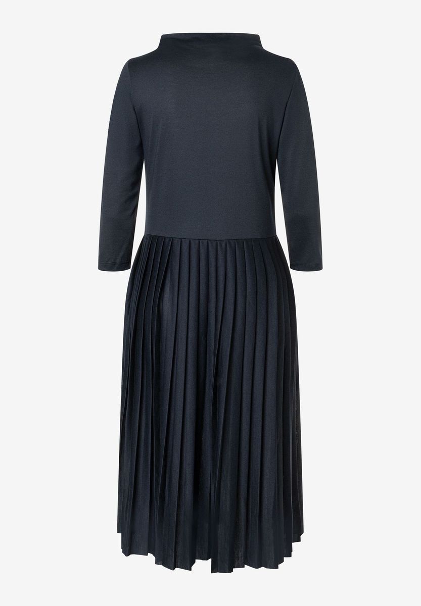 Elegantes Plissee-Midikleid mit Stehkragen